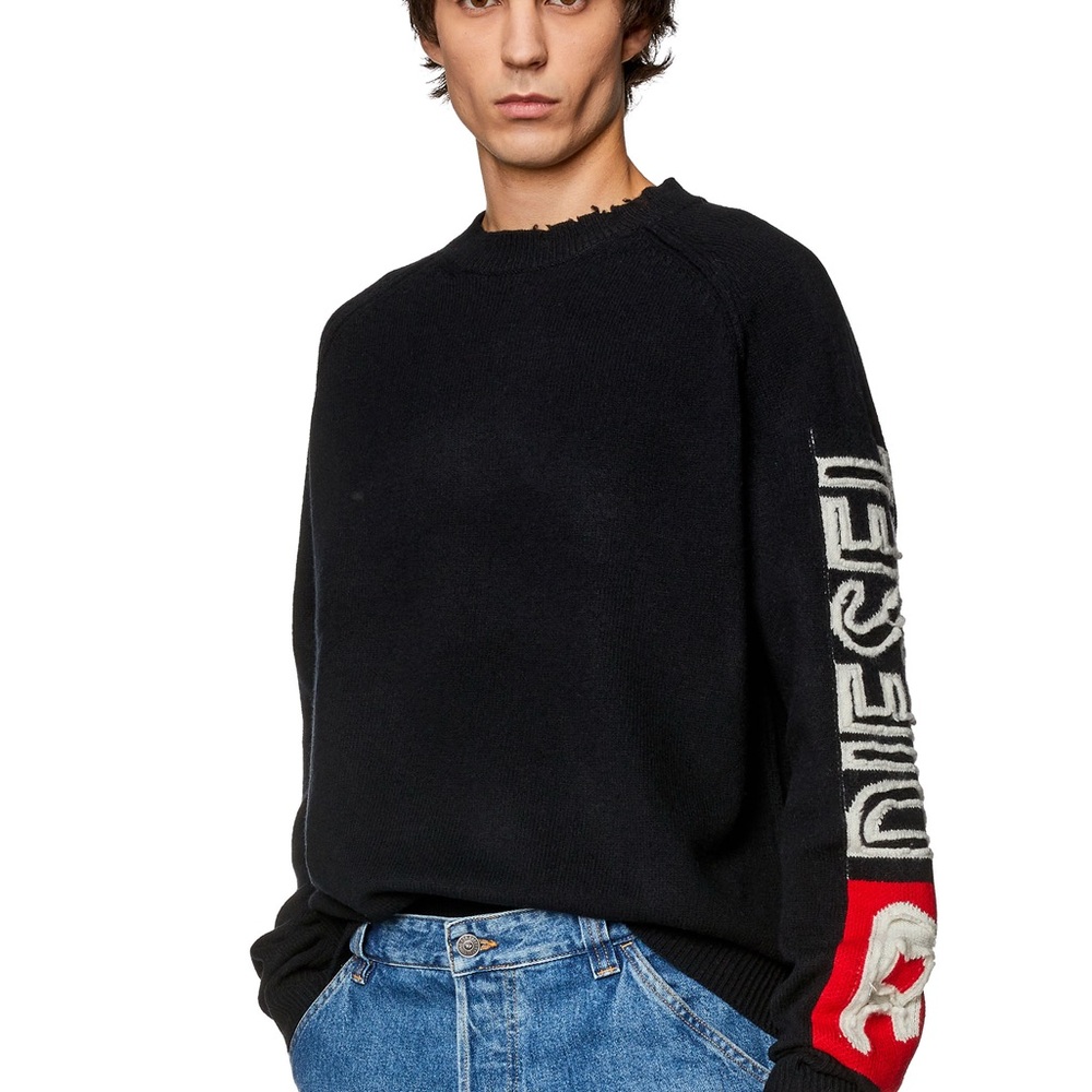 Diesel Black Wool Crewneck Sweater